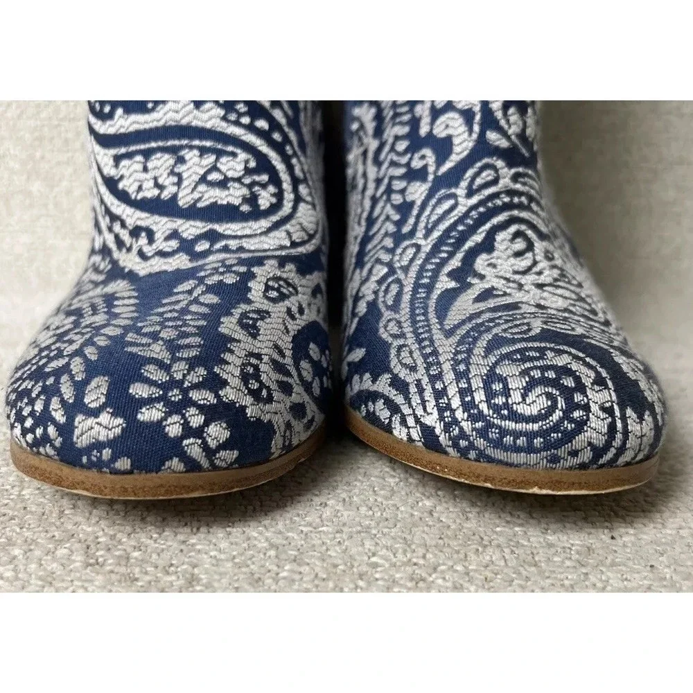 Indigo Rd Boots Women 8.5 Ankle Blue White Paisley‎ Pattern Crusona
